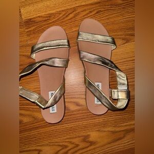 Steve Madden Metallic Gold Strappy Flat Sandals